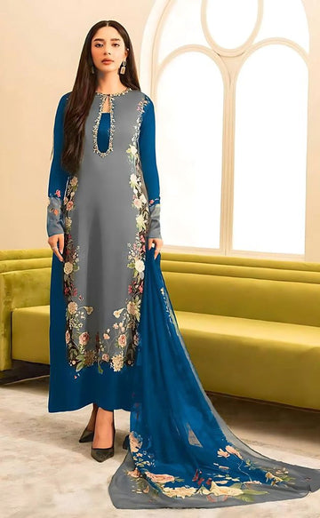 LULUSAR-SHEMOZ SILK 3 PIECE UNSTITCHED DRESS