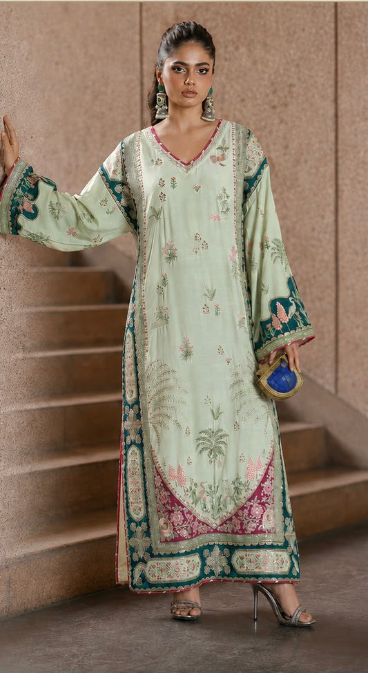 Ethnic Brand Luxury Premium Quality Shemoz Silk Heavy Embroidery 3Pc Unstitched Dress