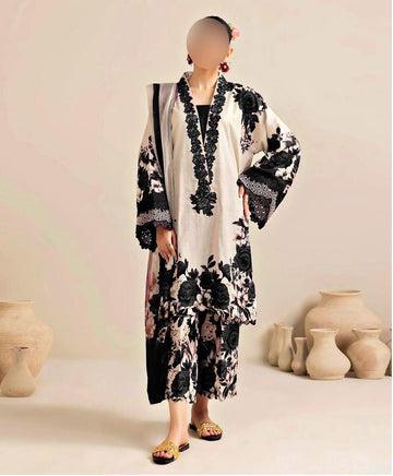 LULUSAR-SHEMOZ SILK 3 PIECE UNSTITCHED DRESS