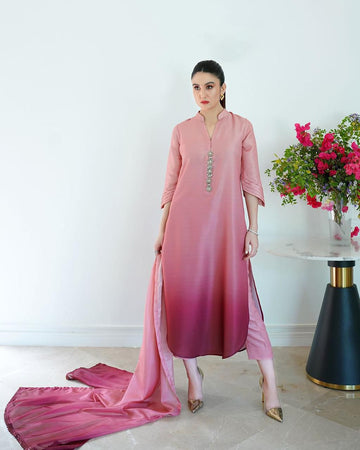 LULUSAR-SHEMOZ SILK 3 PIECE UNSTITCHED DRESS