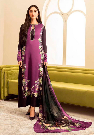 LULUSAR-SHEMOZ SILK 3 PIECE UNSTITCHED DRESS