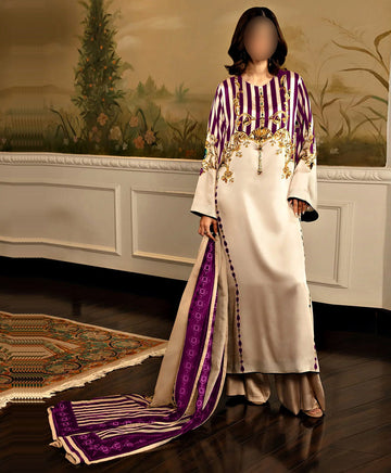 LULUSAR-SHEMOZ SILK 3 PIECE UNSTITCHED DRESS