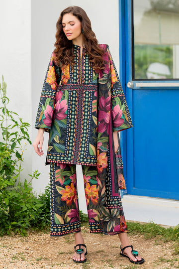 LULUSAR-SHEMOZ SILK 3 PIECE UNSTITCHED DRESS