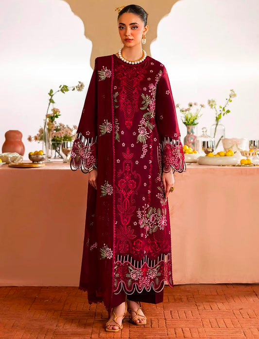 Mahnur Brand Luxury Heavy Embroidery Premium Quality Dhanak  Fabric 3 Piece Unstitched Design With Embroidered Shawl