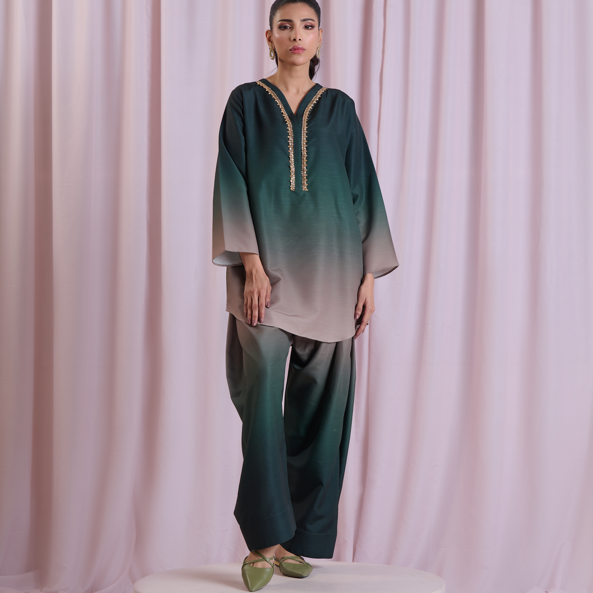 LULUSAR-SHEMOZ SILK 3 PIECE UNSTITCHED DRESS