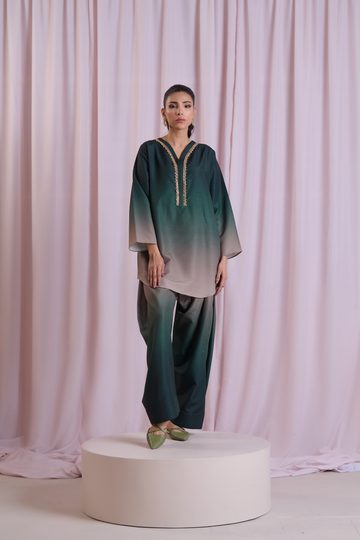 LULUSAR-SHEMOZ SILK 3 PIECE UNSTITCHED DRESS