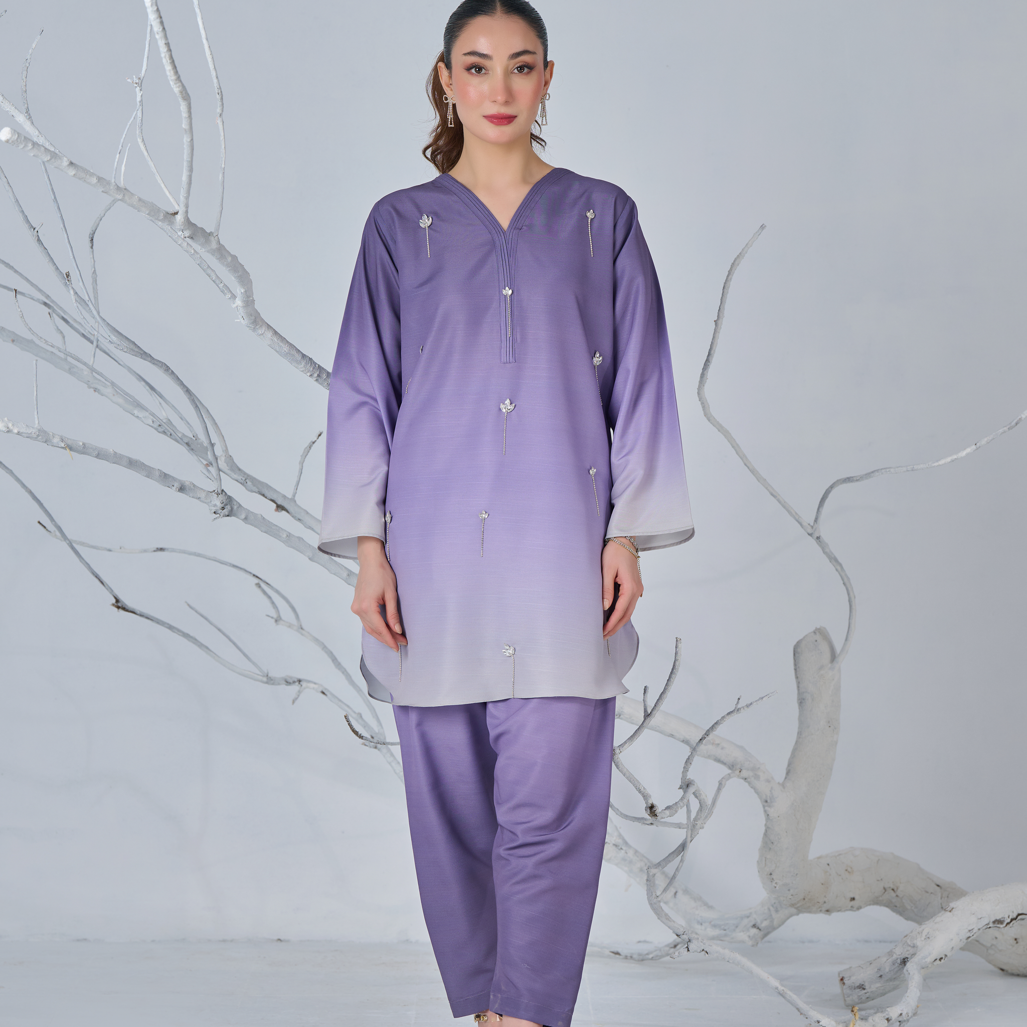 LULUSAR-SHEMOZ SILK 3 PIECE UNSTITCHED DRESS