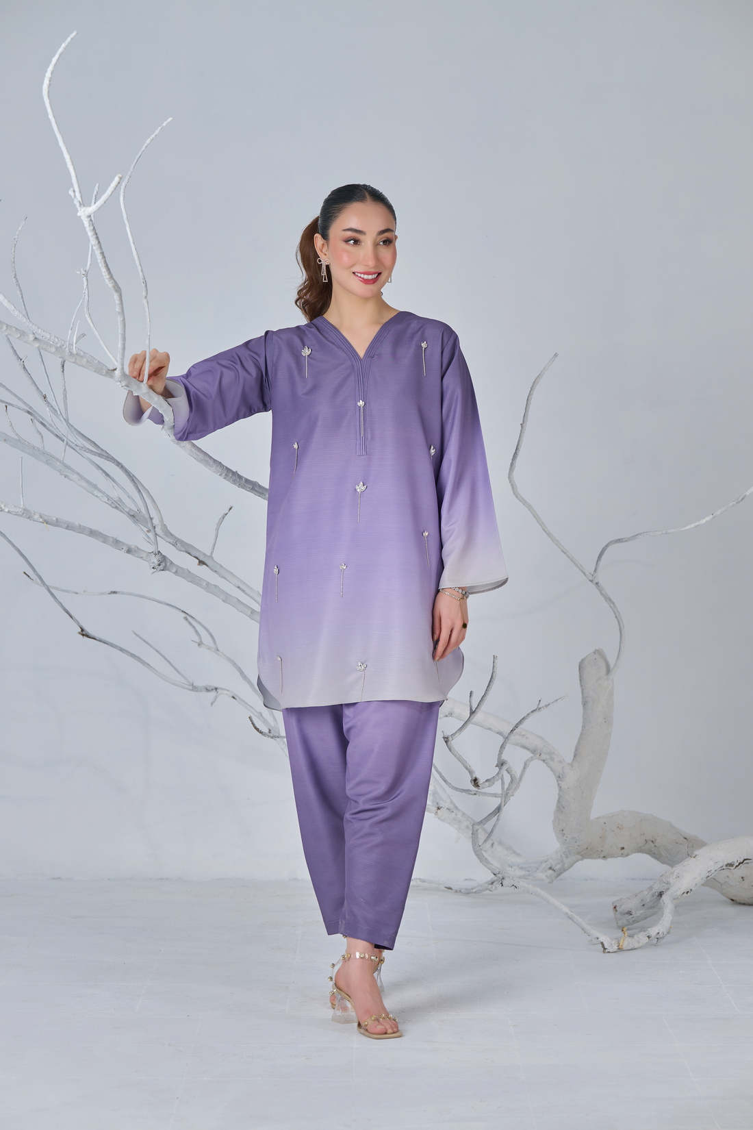 LULUSAR-SHEMOZ SILK 3 PIECE UNSTITCHED DRESS