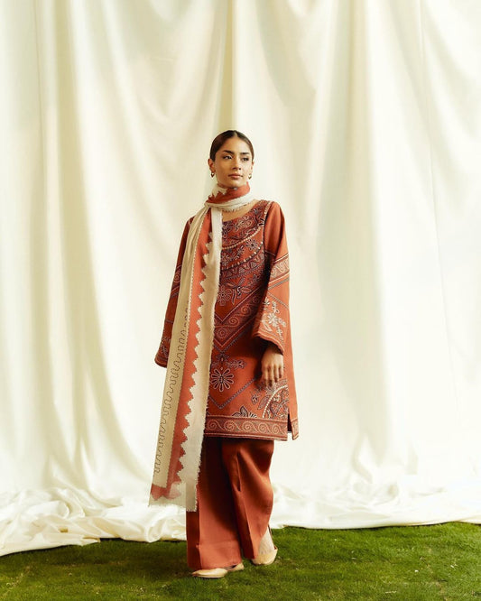 Coco By Zara Shah Jahan Viral Design Premium Quality Dhanak Embroidery Unstitch 3 Piece Dress