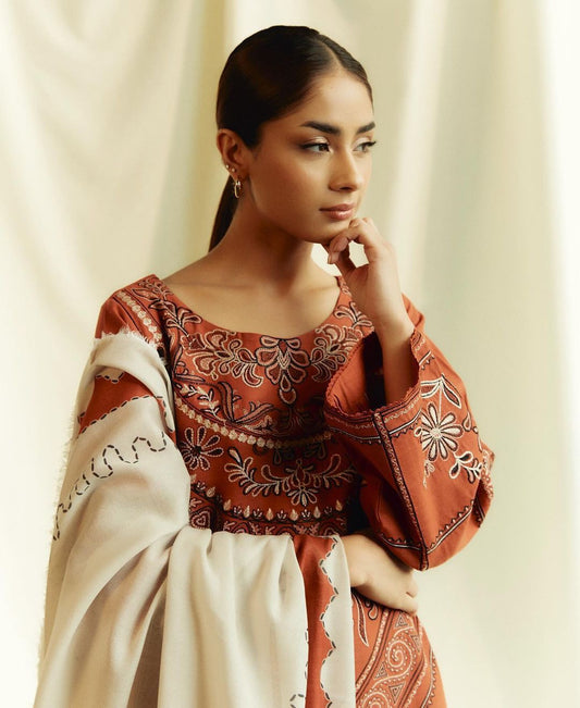 Coco By Zara Shah Jahan Viral Design Premium Quality Dhanak Embroidery Unstitch 3 Piece Dress