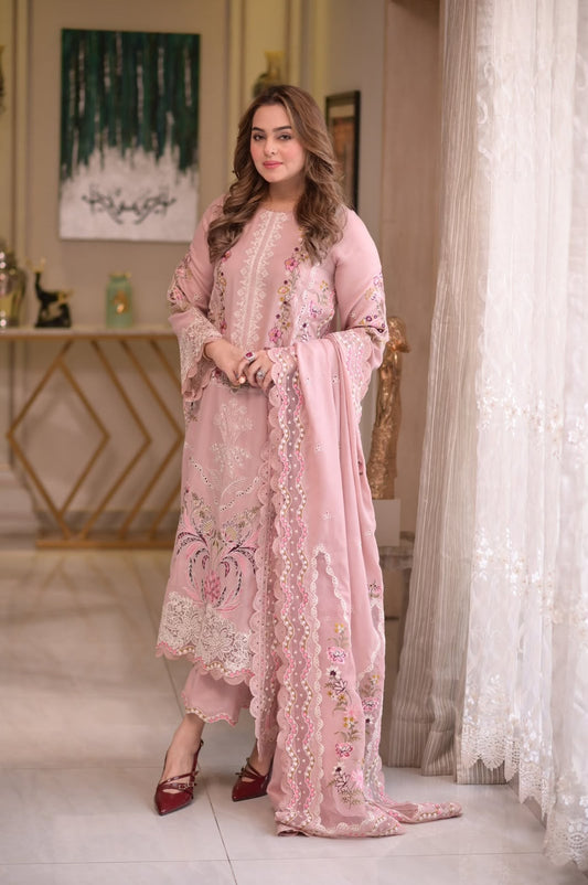 Aneelas Brand Most Popular Luxury Premium Quality Heavily Embroidered 3Pc Unstitched Dress