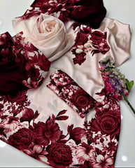 Shemoz Silk Printed With Printed Chiffon Dupatta 3 Piece