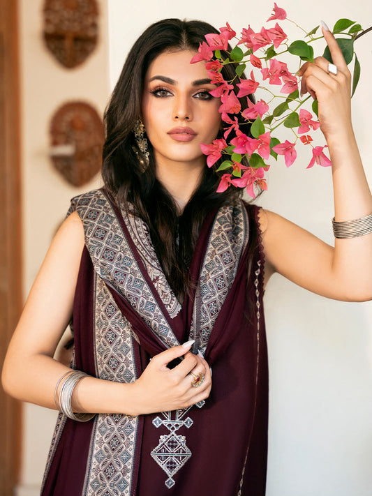 Izel Brand Most Popular 3 Piece Dhanak Fabric Premium Quality Stuff Beautiful Embroidery Design