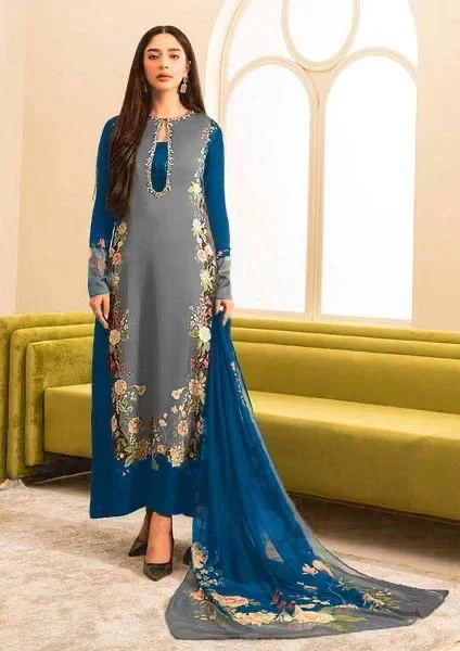 Shemoz Silk Printed With Printed Chiffon Dupatta 3 Piece