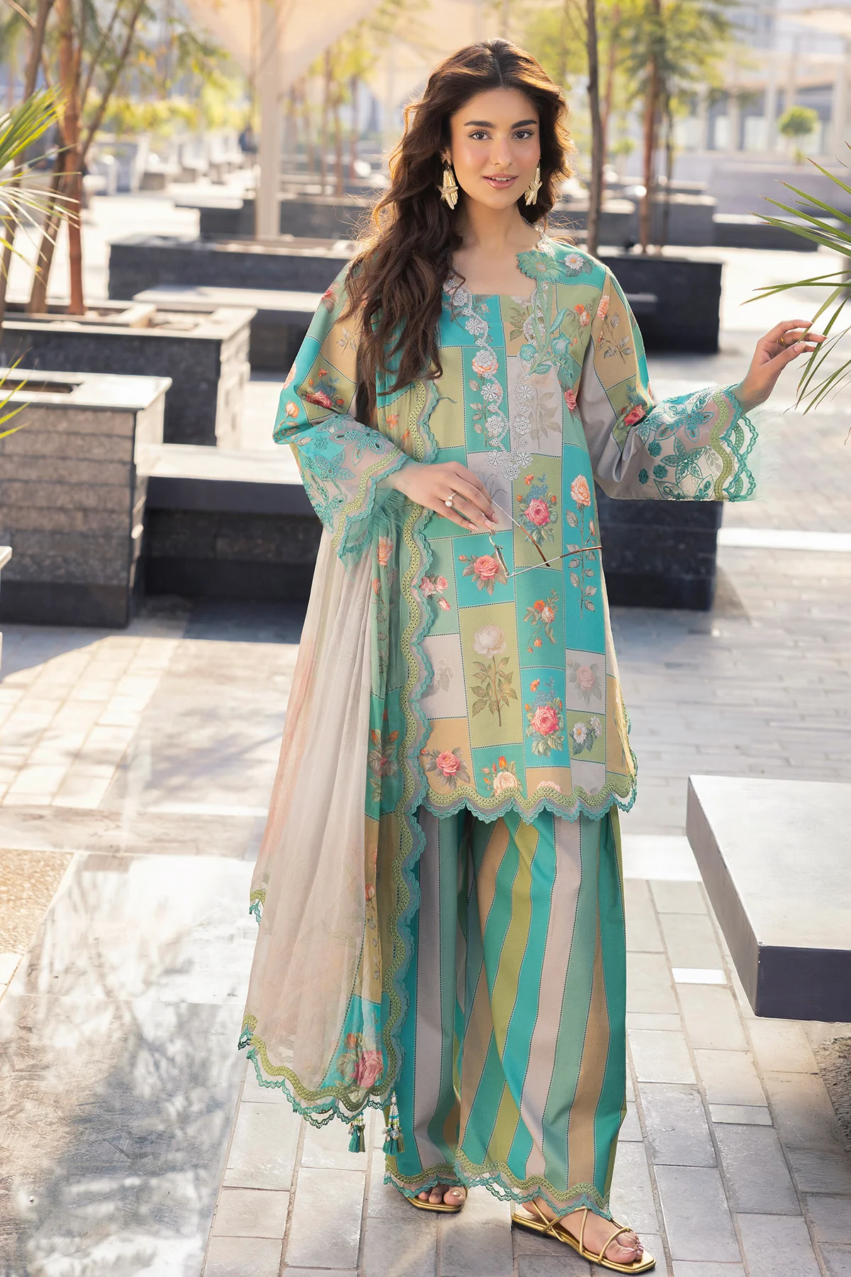 Shemoz Silk Printed With Printed Chiffon Dupatta 3 Piece