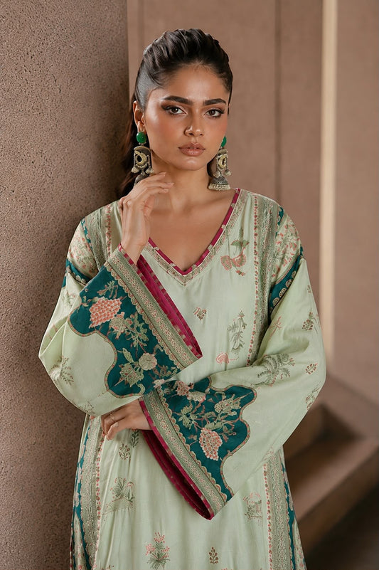 Ethnic Brand Luxury Premium Quality Shemoz Silk Heavy Embroidery 3Pc Unstitched Dress
