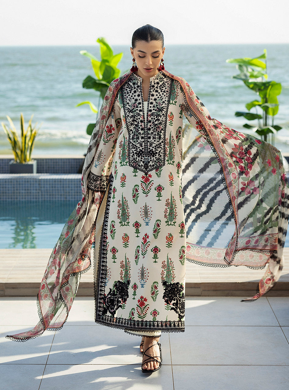 LULUSAR-SHEMOZ SILK 3 PIECE UNSTITCHED DRESS