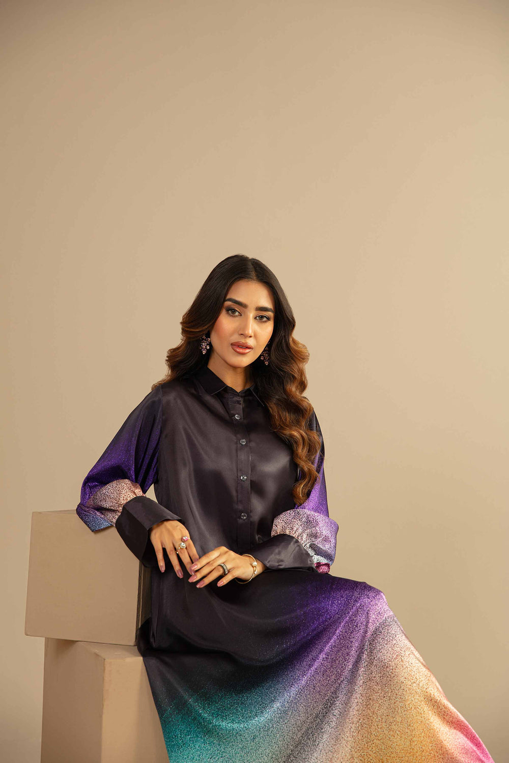 LULUSAR-SHEMOZ SILK 3 PIECE UNSTITCHED DRESS