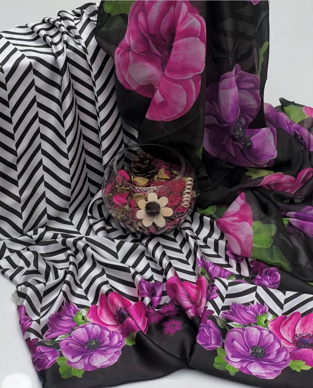 LULUSAR-SHEMOZ SILK 3 PIECE UNSTITCHED DRESS