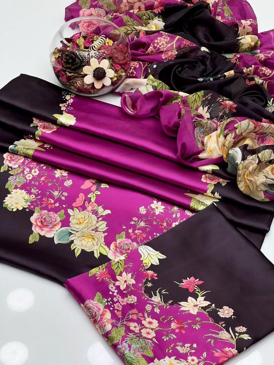 LULUSAR-SHEMOZ SILK 3 PIECE UNSTITCHED DRESS