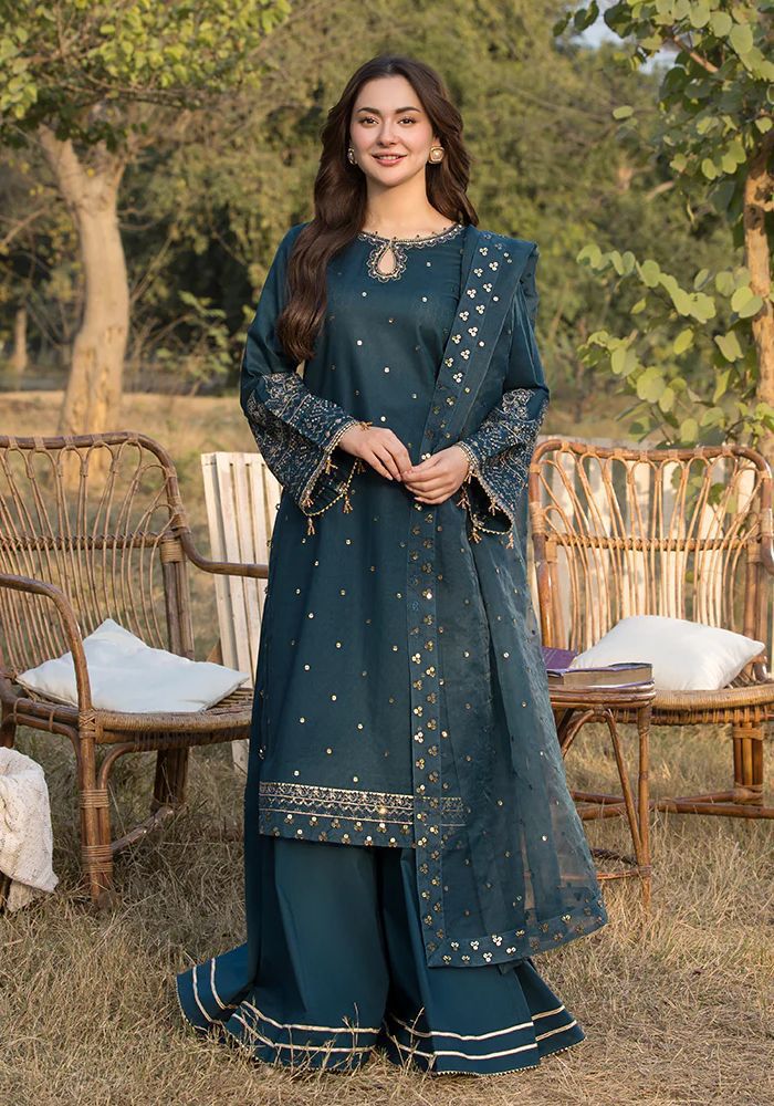 QALAMKAR - MOST HIT EMB DHANAK 3 PIECE DRESS