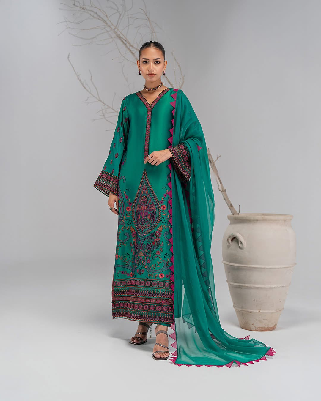 LULUSAR-SHEMOZ SILK 3 PIECE UNSTITCHED DRESS