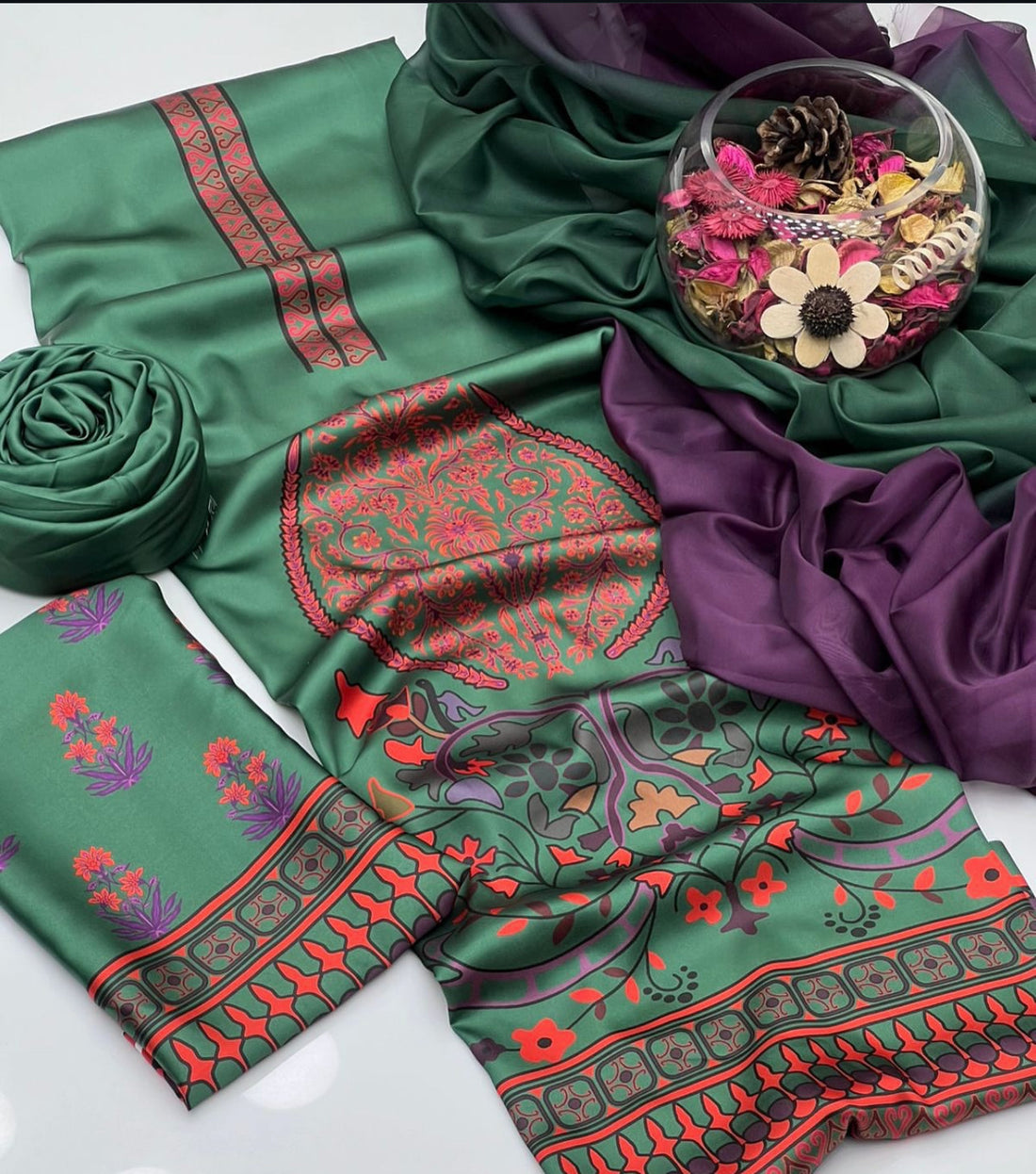 LULUSAR-SHEMOZ SILK 3 PIECE UNSTITCHED DRESS