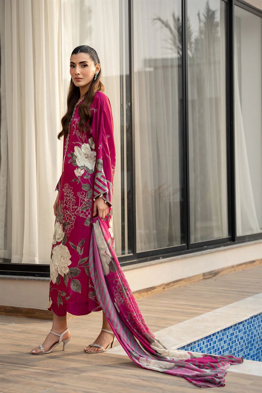 LULUSAR-SHEMOZ SILK 3 PIECE UNSTITCHED DRESS