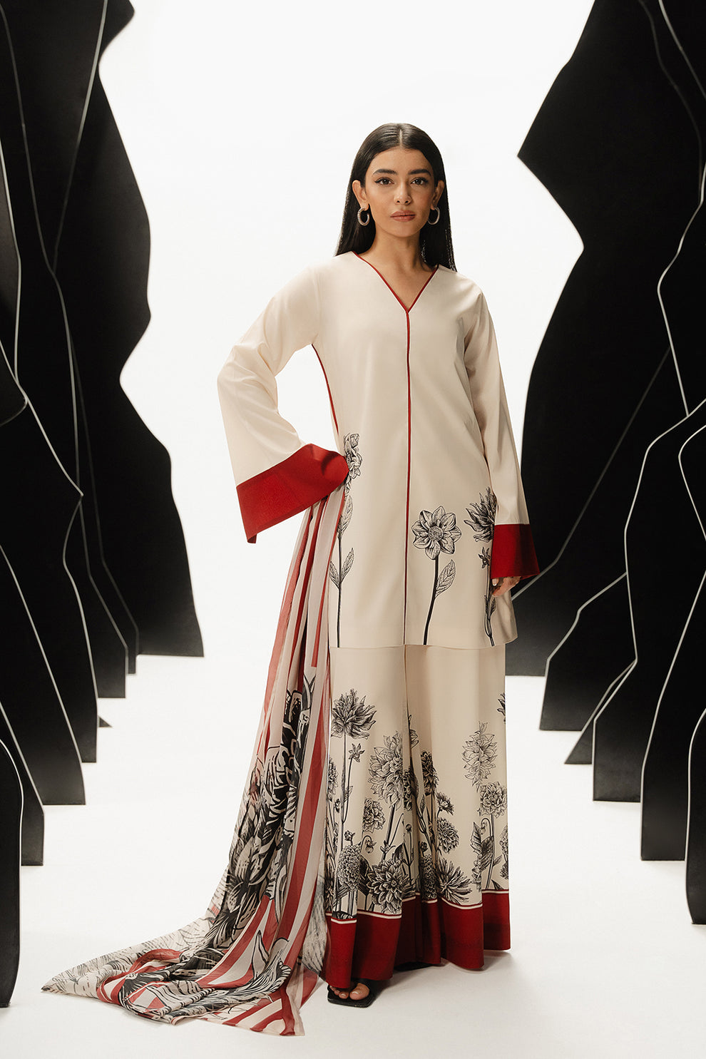 LULUSAR-SHEMOZ SILK 3 PIECE UNSTITCHED DRESS