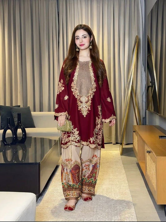 Ethnic Brand Most popular Silk Design With Heavy Embroidery Premium Fabric Formal Unstitch 3Pc Dress