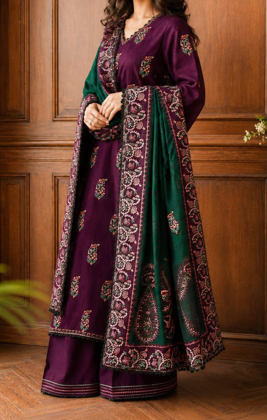 Batik Brand Most Popular Design With Heavy Embroidery Dhanak Unstitch Premium Quality Fabric 3Pc Dress