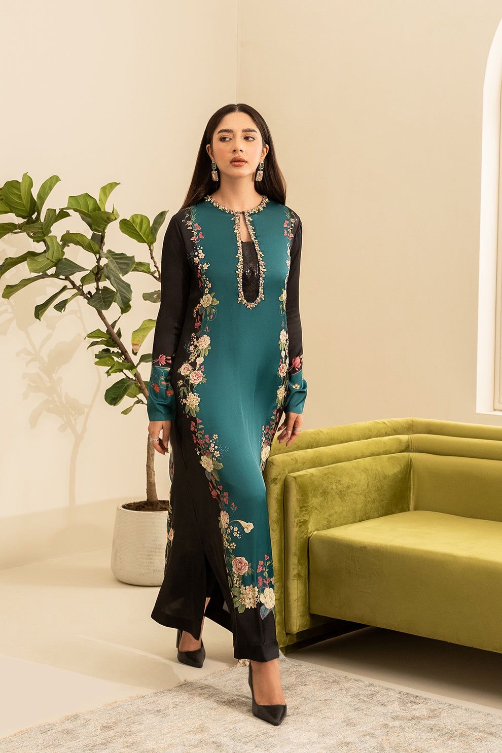LULUSAR-SHEMOZ SILK 3 PIECE UNSTITCHED DRESS