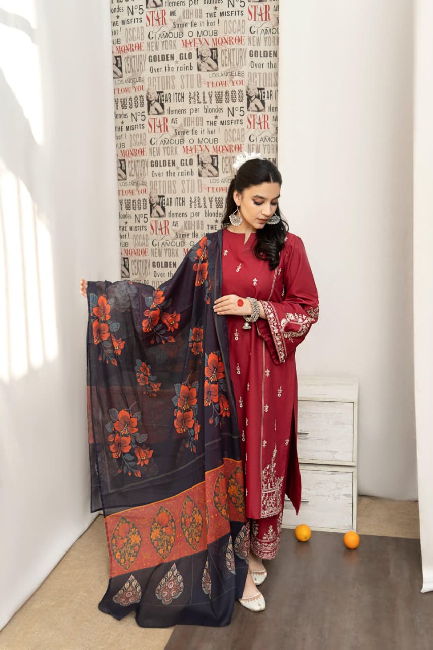 URGE - MOST HIT EMB DHANAK 3PC UNSTITCHED COLLECTION