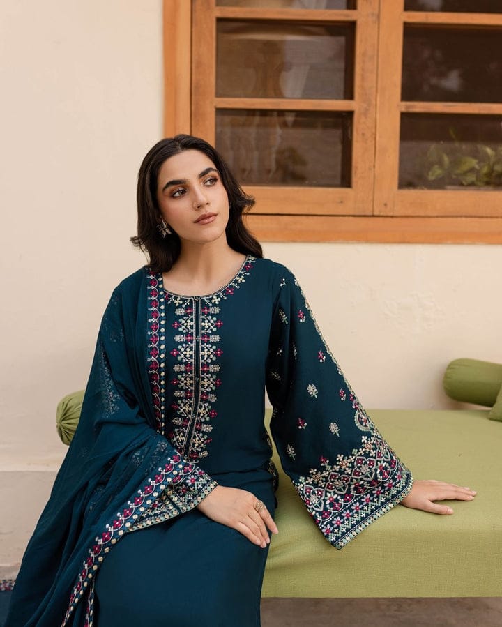 SAPPHIRE - BEST QUALITY HIT DHANAK EMB 3PC UNSTITCHED DRESS