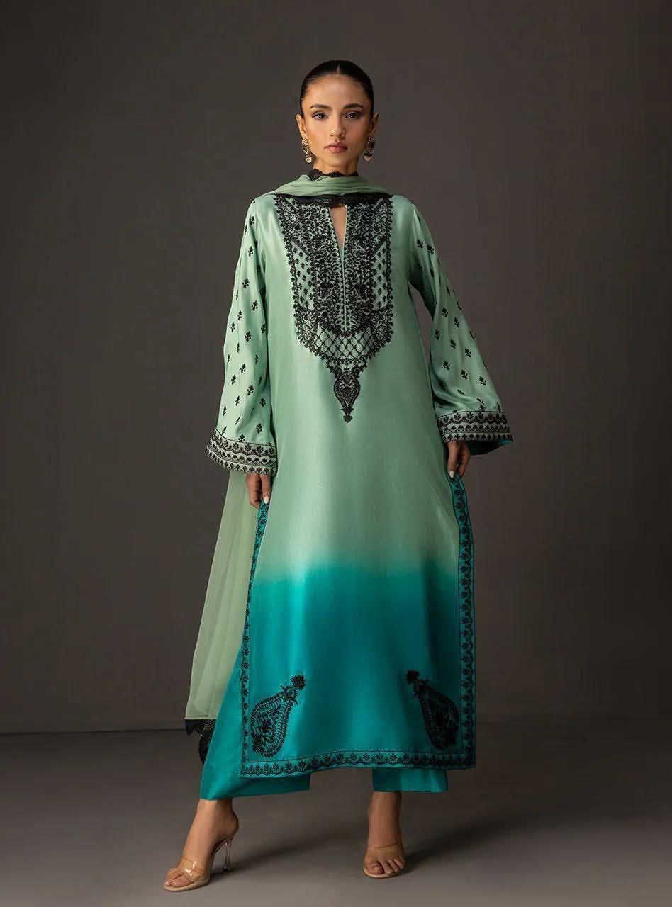 LULUSAR-SHEMOZ SILK 3 PIECE UNSTITCHED DRESS