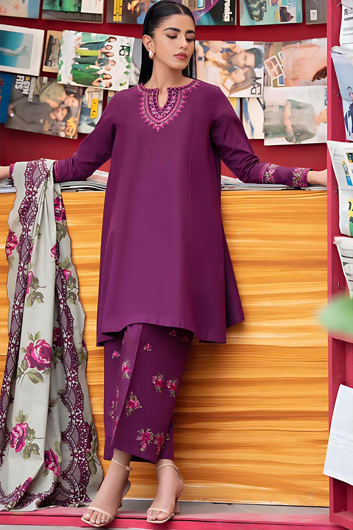 ASLING - MOST HIT EMB DHANAK 3PC UNSTITCHED COLLECTION