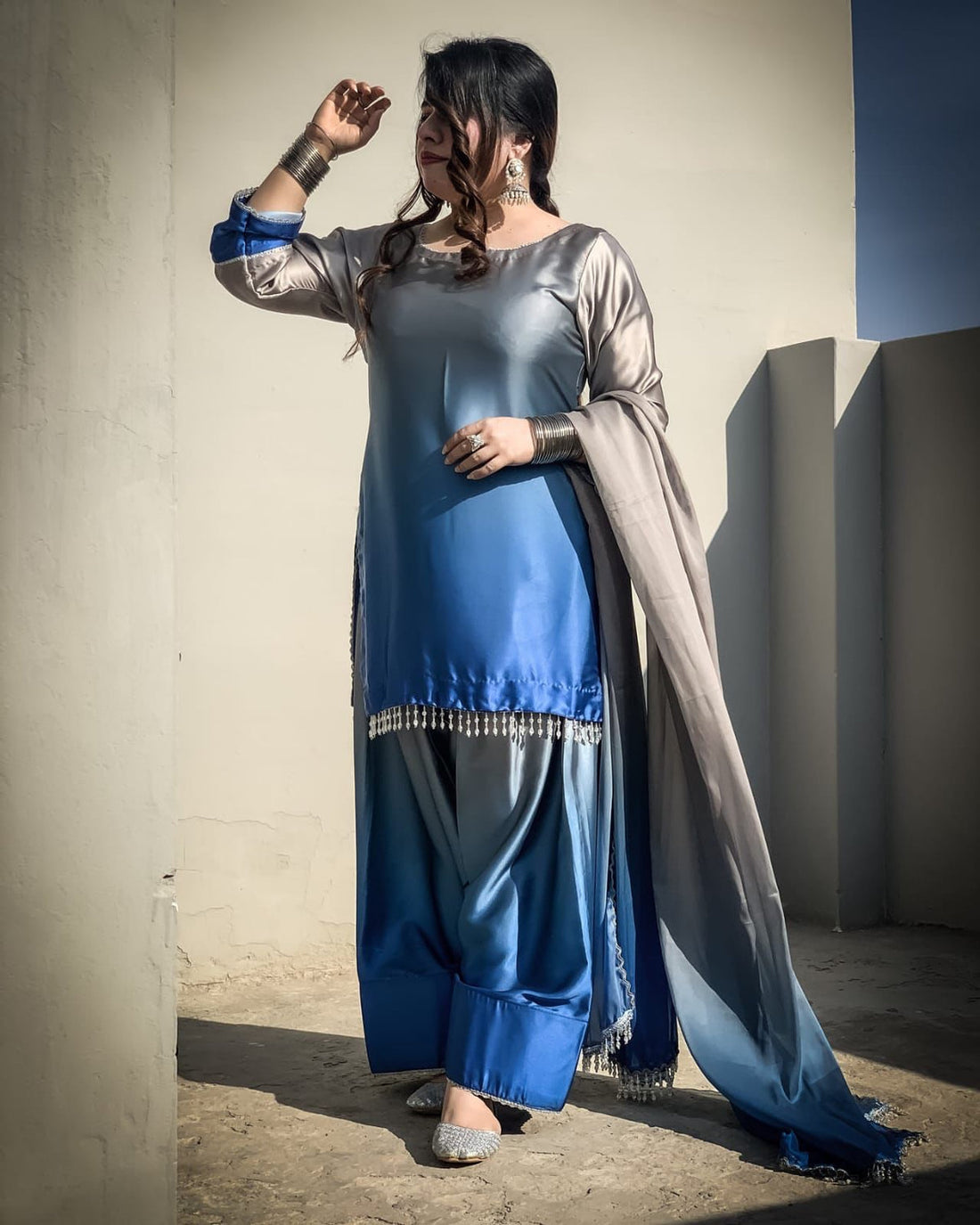 LULUSAR-SHEMOZ SILK 3 PIECE UNSTITCHED DRESS