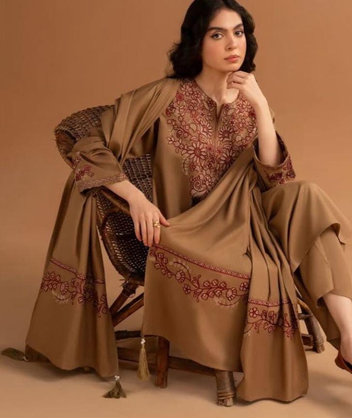 PEZWAN - BEST QUALITY MOST HIT DHANAK EMB 3PC UNSTITCHED DRESS