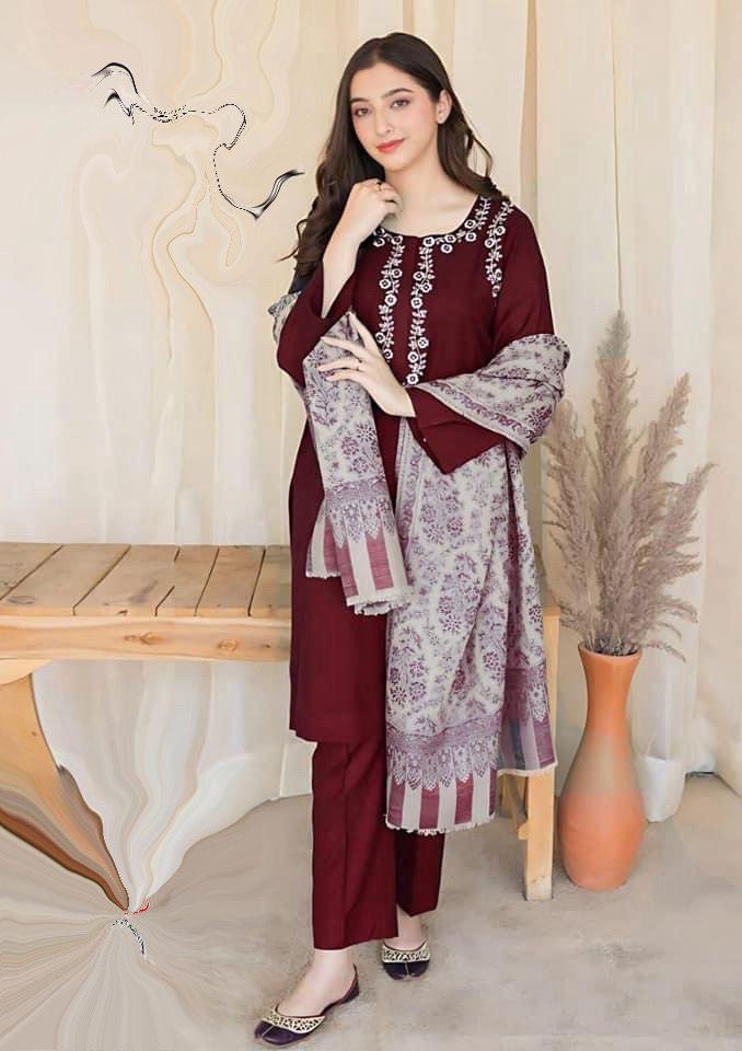 ASLING - MOST HIT EMB DHANAK 3PC UNSTITCHED COLLECTION