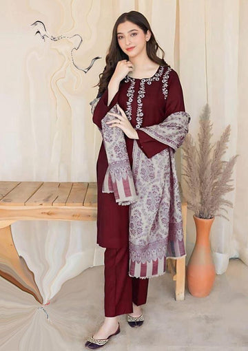 ASLING - MOST HIT EMB DHANAK 3PC UNSTITCHED COLLECTION