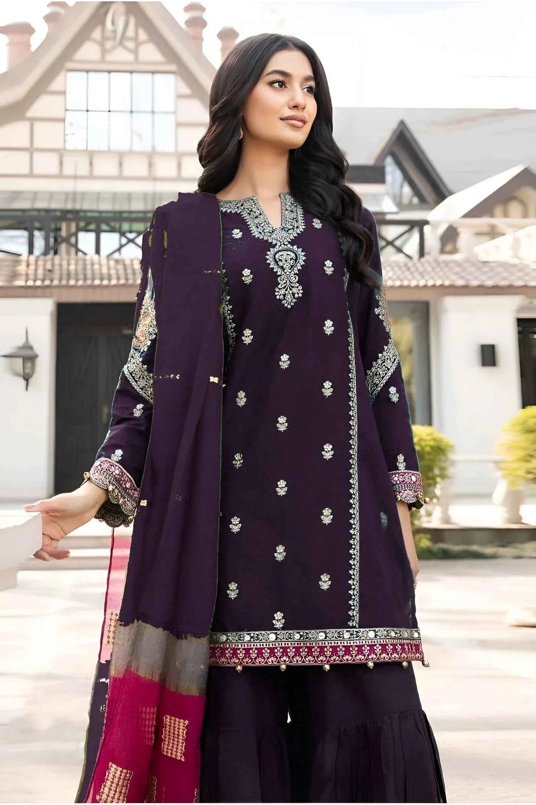 MARIA B - MOST HIT EMBROIDERY DHANAK 3PC UNSTITCHED DRESS