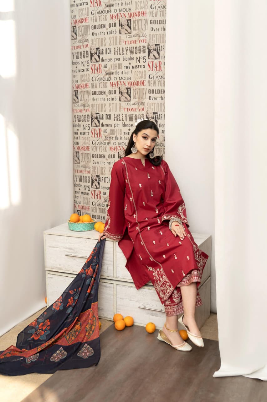 URGE - MOST HIT EMB DHANAK 3PC UNSTITCHED COLLECTION