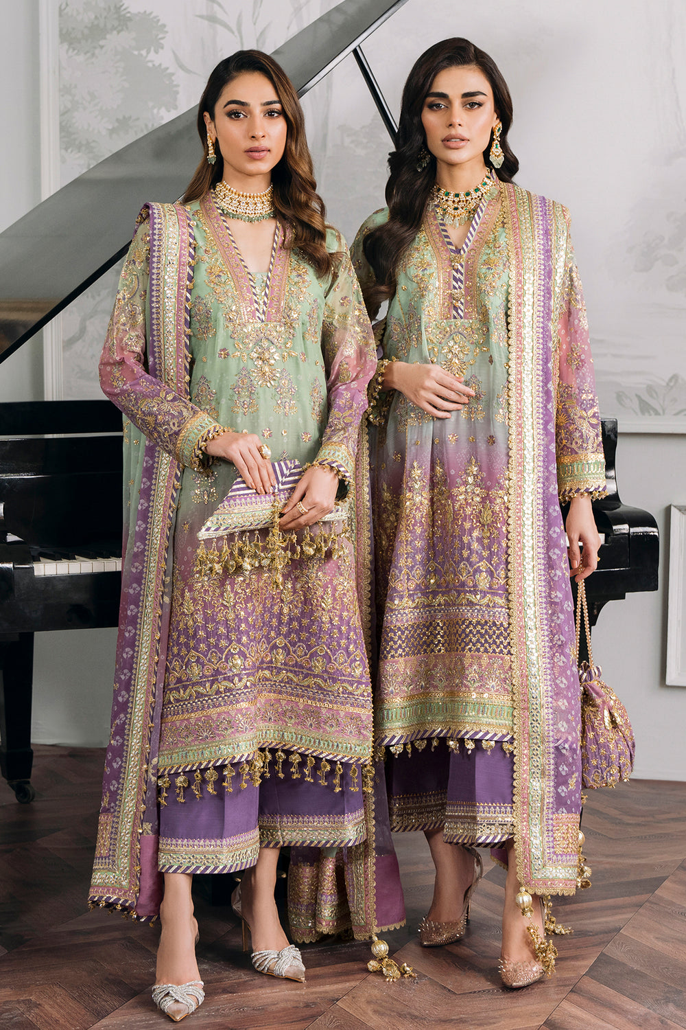 BAROQUE - LUXURY UNSTITCHED SEQUENCE & ADDA WORK PARTY WEAR DRESS