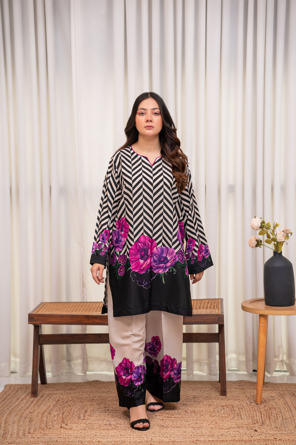 LULUSAR-SHEMOZ SILK 3 PIECE UNSTITCHED DRESS