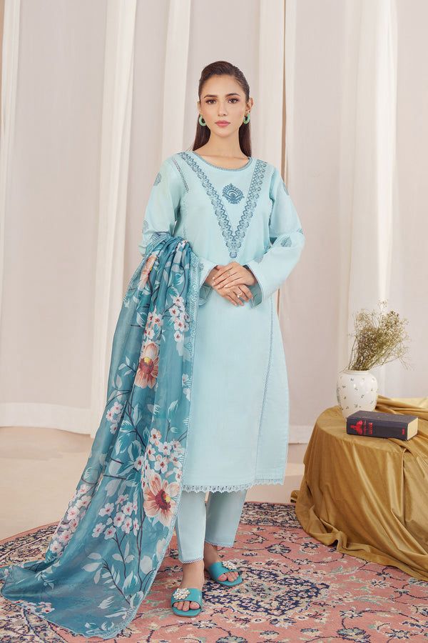 ZIVA BRAND - MOST HIT EMB DHANAK 3PC UNSTITCH COLLECTION