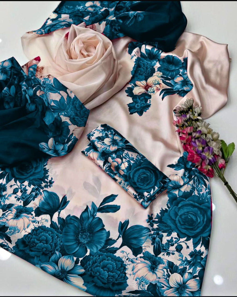 LULUSAR-SHEMOZ SILK 3 PIECE UNSTITCHED DRESS