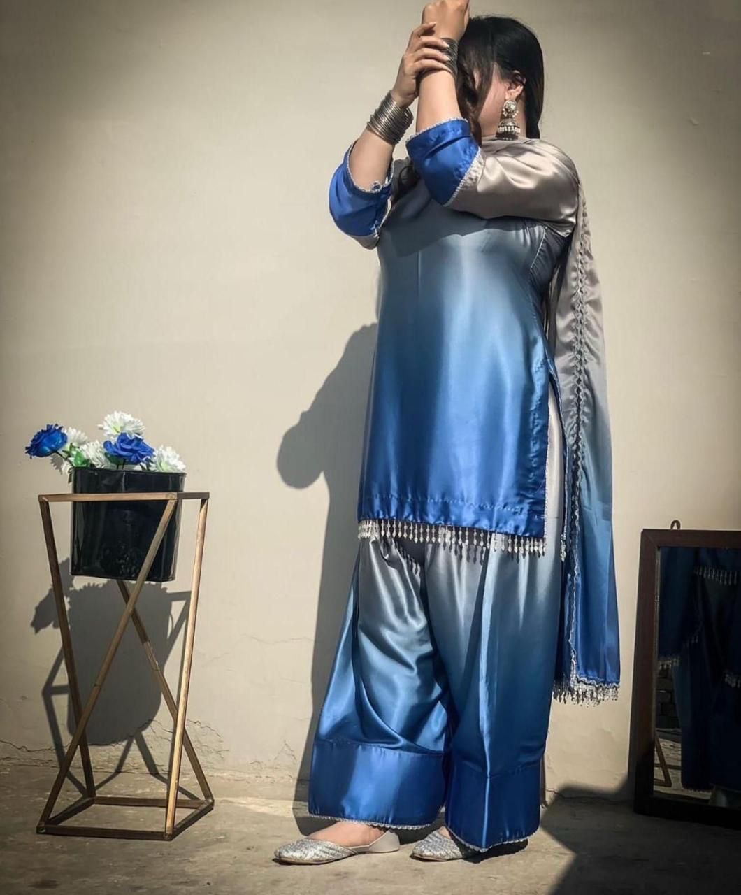 LULUSAR-SHEMOZ SILK 3 PIECE UNSTITCHED DRESS