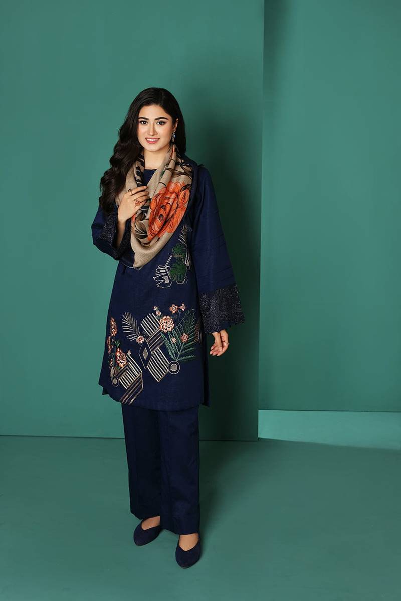 NISHAT - BEST SELLING EMBROIDERY DHANAK 3PC UNSTITCHED DRESS