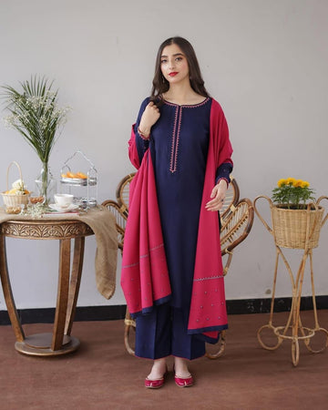 ASLING - MOST HIT EMB DHANAK 3PC UNSTITCHED COLLECTION