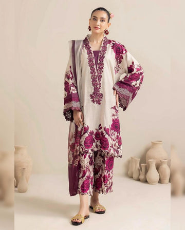 LULUSAR-SHEMOZ SILK 3 PIECE UNSTITCHED DRESS